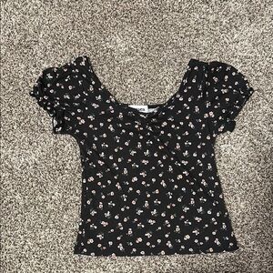 Floral Black Top